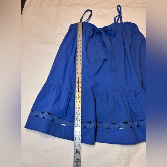 Tie Front Tunic Dress 100% Cotton Size Large Summer Adjustable Straps NWT - Picture 9 of 13